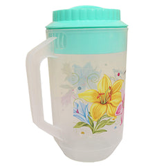 Kuber Industries Floral Design Plastic Water Jug, 2-Pieces, Pink/Green