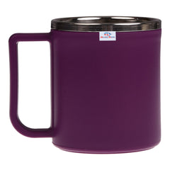 Heart Home Coffee Mug|Inside Stainless Steel Double Wall Tea Cup|Outside Plastic Stylish Milk Mug for Kids & Adults|Pack of 4 (Purple)