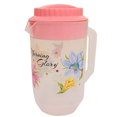 Kuber Industries Floral Design Plastic Water Jug, 2-Pieces, Pink