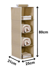 Heart Home 4 Shelf Closet Hanging Organizer, 4 Tier Closet Wardrobe Organizer Clothes Storage Hanger for Family Closet Bedroom, Foldable and Universal Fit (Brown)-HHEART15323