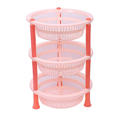 Kuber Industries Plastic 2 Pieces 3 Layer Multi-Purpose Kitchen Storage Basket Rack (Beige)-Ctktc25197