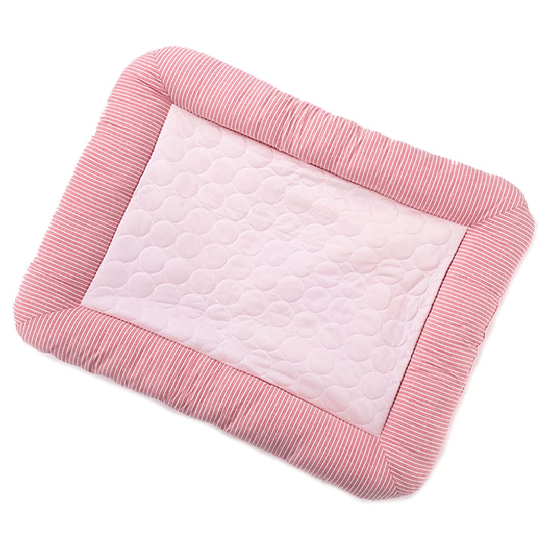 Homestic Rectangular Dog & Cat Bed|Yarn Dyed Oxford Cloth|Nylon and Polyester with Cotton Filling|Self-Cooling Bed for Dog & Cat|Small Light-Weight & Durable Dog Bed|ZQCJ005P-L|Pink