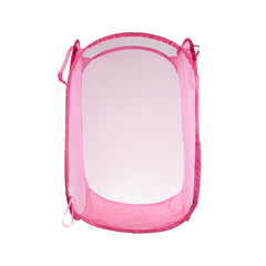 Kuber Industries Laundry Basket | Net Foldable Laundry | Nylon Storage Basket with Handle | Clothes Basket for Home | Hostel | Toy Storage | 20 Liter | Pink