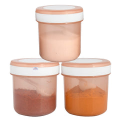 Heart Home Containers Set for Kitchen|BPA-Free Plastic 350 ML Storage Containers Set with Spoon for Kitchen Set of 3 (Brown)
