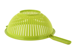 Heart Home Plastic Strainer Colander with Long Handle Use for Pasta, Noodles, Spaghetti, Vegetables and More (Green)-HHEART15127