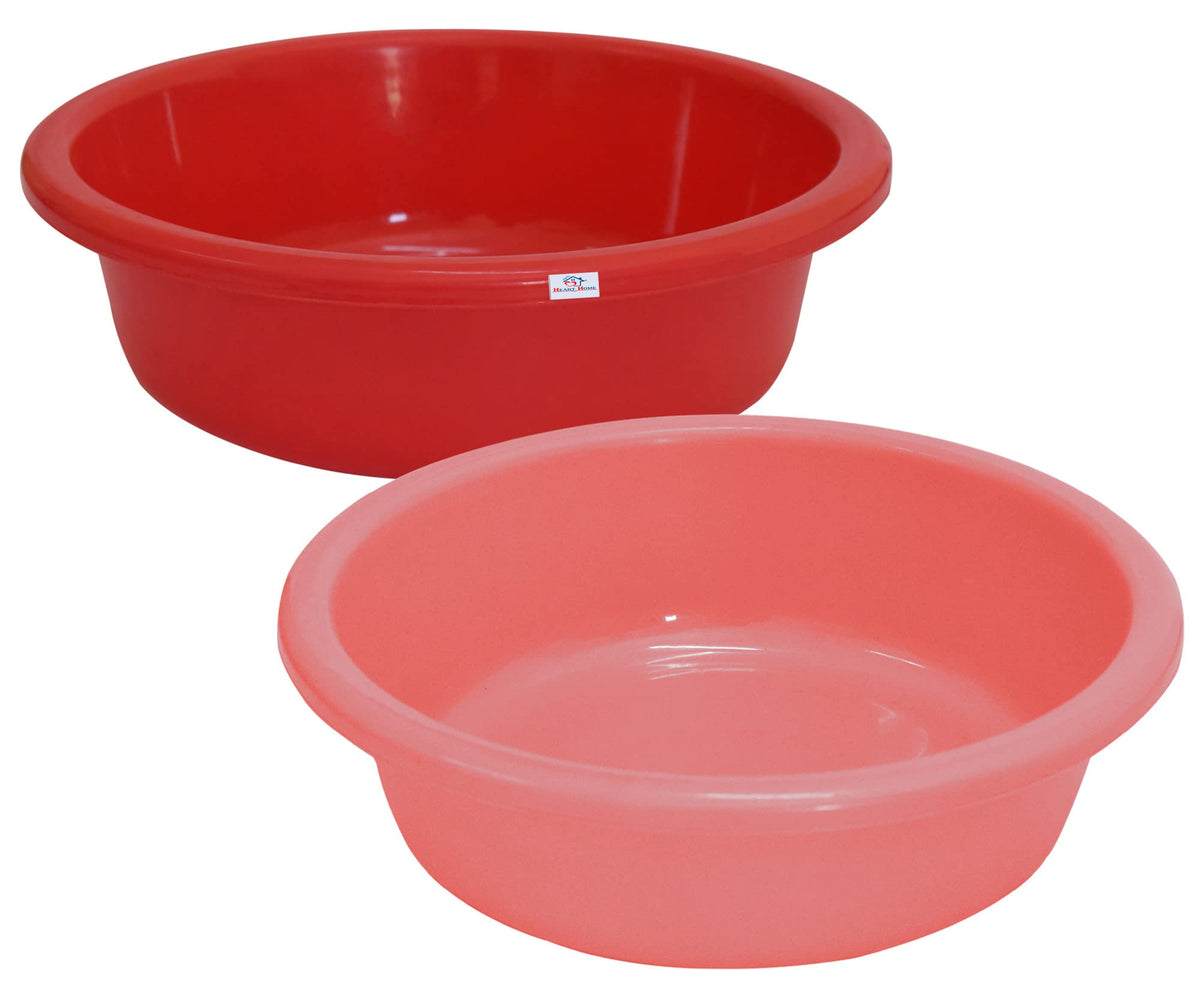 Heart Home Multiuses Plastic Knead Dough Basket/Basin Bowl For Home & Kitchen 6 Ltr- Pack of 2 (Red & Light Pink) 52HH3871