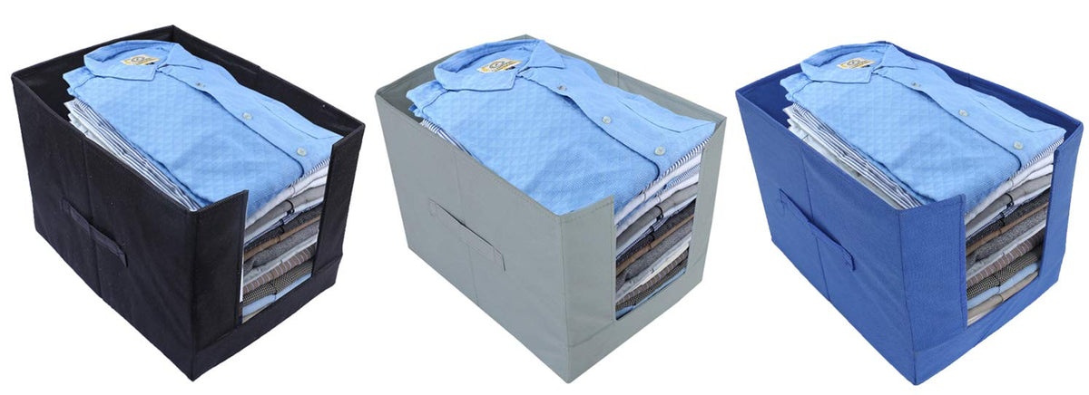 Kuber Industries 3 Piece Non Woven Shirt Stacker Wardrobe Organizer