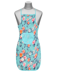 Heart Home Flower Printed Apron with 1 Front Pocket- Pack of 2 (Green)-50HH0713