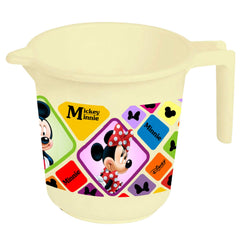 Kuber Industries Disney Mickey Minnie Print Plastic Bathing Mugs for Bathroom Bath Accessory, 500 ML (Set of 4,Cream & Black) -HS_35_KUBMARTS17582