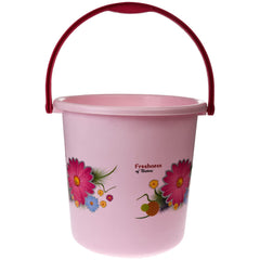 Heart Home Bucket|Plastic Bucket for Bathroom|Bucket for Bathing|Unbreakable Printed Bucket with Handle|18 Liter|Pack of 3 (Pink)