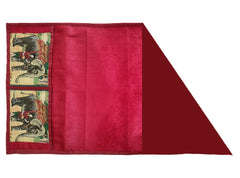 Heart Home Elephent Print Velvet Fridge Top Cover, Protect for Scratches with 4 Utility Side Pockets (Maroon)