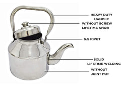 Kuber Industries 1.2 Litre Stainless Steel Tea Pot/Tea Kettle, Dishwasher Safe, Mirror Finish, 12 Cup (Silver), Standard