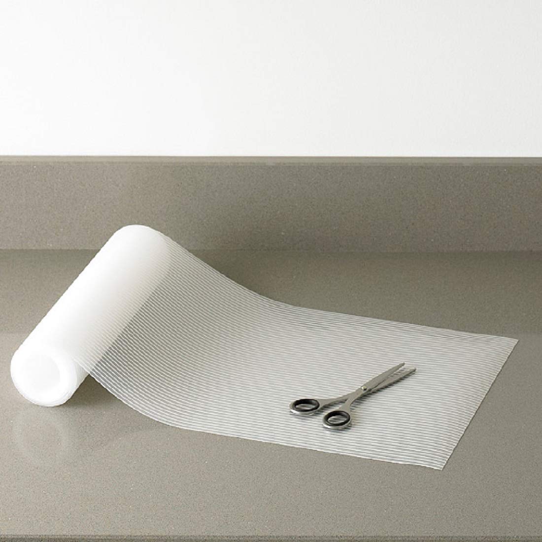 Kuber Industries Lining Pattern PVC Kitchen Shelf Liner Mat 5 Meter Roll - White (CTKTC05214)