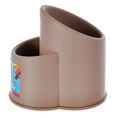 Kuber Industries 2 Section Multipurpose Plastic Stand, Holder, for Stationary, Cutlery, Cosmetics (Brown)-46KM0407, Standard