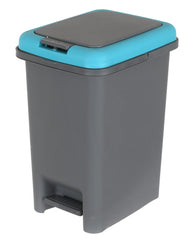 Kuber Industries 10 Ltr Plastic Push & Pedale Dustbin For Home, Kitchen, Office And Bathroom Garbage With Lid & Handle,Set of 2 (Grey & Blue)
