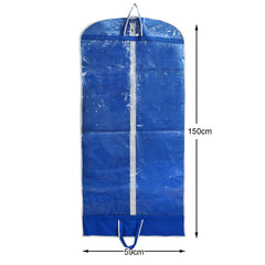 Heart Home Non Woven Foldable Long Tranasparent Garment Cover For for Sherwani, Coat, Kurti & More With Zipper- Pack of 12 (Blue)-47HH01273