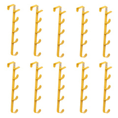 Kuber Industries 5-Level Cloth Hanger|Multipurpose Cloth & Towel Holder|Iron Spray Material|Easy Installation|Interchangeable Over The Door Towel Holder|ZT-3115(Y) Pack of 10|Yellow