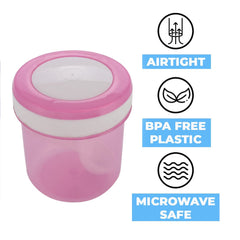 Kuber Industries Containers Set for Kitchen|BPA-Free Plastic 350 ML Storage Containers Set with Spoon for Kitchen|Pack of 9 (Pink)