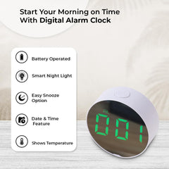 Kuber Industries ABS Battery Oprated Loud Digital Alarm Clock|Desk, Table Clock|Alarm Clock For Heavy Sleepers (White)