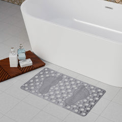 Heart Home Bath Mat | PVC Bathroom Mat | Shower Bath Mat | Hole Bath Tub Mat | Foot Massager Mat | Anti-Skid Shower Mat with Drain Holes | Gray