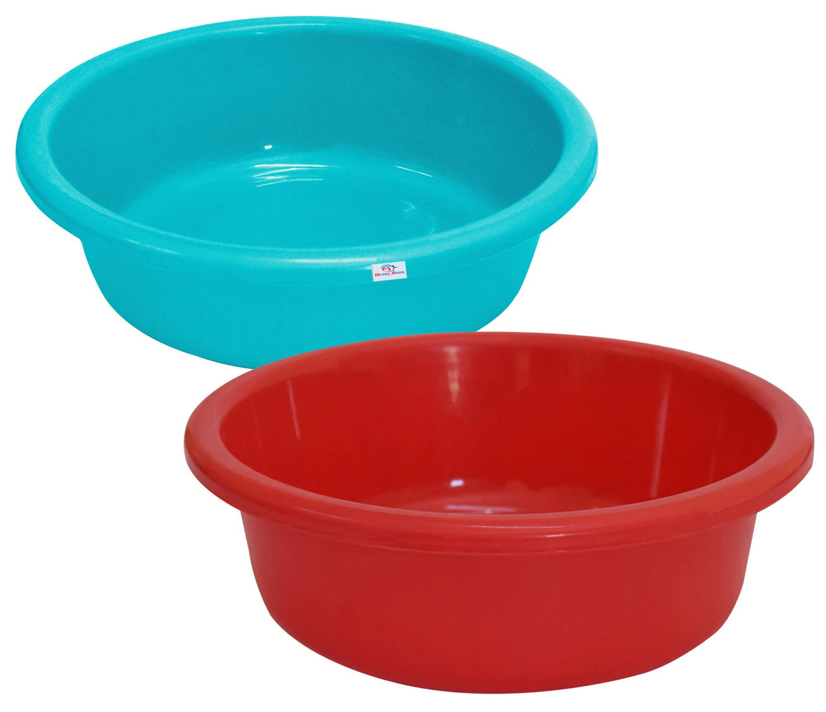 Heart Home Multiuses Plastic Knead Dough Basket/Basin Bowl For Home & Kitchen 6 Ltr- Pack of 2 (Sky Blue & Red) 52HH3861