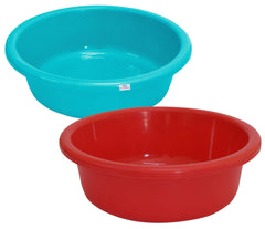 Heart Home Multiuses Plastic Knead Dough Basket/Basin Bowl For Home & Kitchen 6 Ltr- Pack of 2 (Sky Blue & Red) 52HH3861