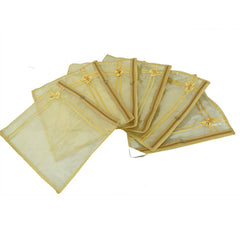 Kuber Industries 12 Piece Fabric Single Packing Saree Cover in Tissue Transparent Sheet, Golden
