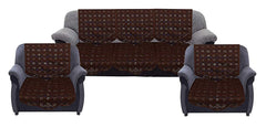 Kuber Industries Circle Design Cotton 6 Piece 5 Seater Sofa Cover Set(Brown) - CTKTC022254