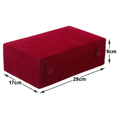 Kuber Industries Wooden 2 Rod Bridal Bangle Box |Vanity Organizer With Removable Rod And Mirror With 2 Magnetic Buckle (Maroon)