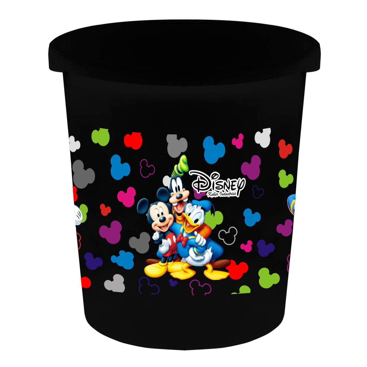 Kuber Industries Mesh Open Dustbin/Garbage Bin| Disney Print| Pack Of 1, Capacity 5 liters (Black)