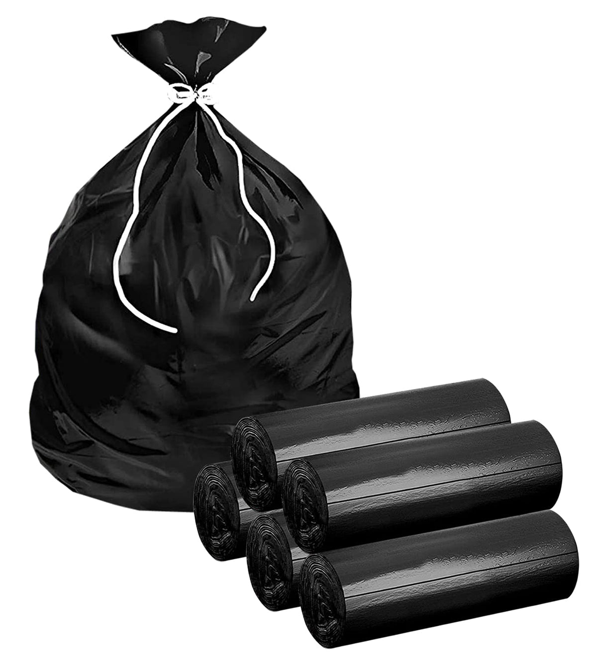Kuber Industries Small 150 Biodegradable Garbage Bags, Dustbin Bags, Trash Bags For Kitchen, Office, Warehouse, Pantry or Washroom, 17x19 Inches (Black)-HS41KUBMART24008