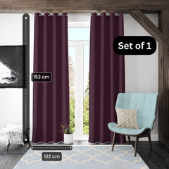 Urbane Home Polyester Decorative 5 Feet Window Curtain Darkening Blackout | Drapes Curtain With 8 Eyelet For Home & Office (Wine)