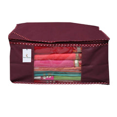 Kuber Industries Non Woven Saree Covers With Zip|Saree Covers For Storage|Saree Packing Covers For Wedding|Pack Of 12 (Maroon)