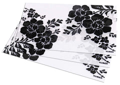 Kuber Industries Flower Design 3 Pieces PVC Refrigerator/Fridge Multipurpose Drawer Mat Set(Black & White)-CTKTC032696