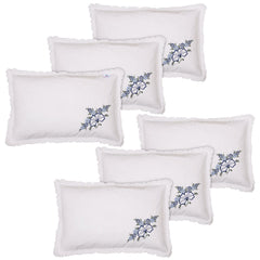 Heart Home Embroidery Pattern Breathable & Soft Cotton Pillow Cover for Sofa, Couch, Bed, Set of 6 (White) 54HH4115.