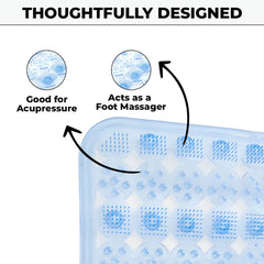 Kuber Industries Bathroom Mat|Anti Slip Mat for Bathroom Floor|Durable,Wear Resistant & Easy to Maintain|Acupressure & Foot Massager Door Mat with Water Drainage Holes|SG-01|69 x 36 cm,Blue
