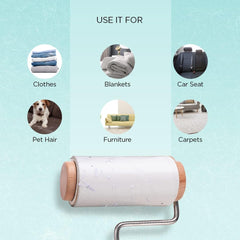 Urbane Home Lint Roller | Wooden Lint Remover for Clothes | Pet Hair Roller | Sticky Lint Remover | 2 Roller + 4 Replacement Rolls -Total 360 Sheets | Pack of 2 | Brown