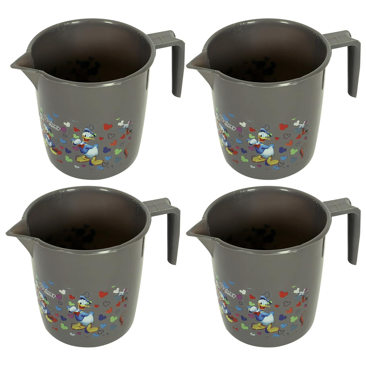 Heart Home Disney Team Bathroom Mug | Plastic Bath Mug for Bathroom | Mug for Bathroom | Mug for Toilet | Washroom Jug | 111 Bath Mug | 1 LTR | Pack of 4 | Gray
