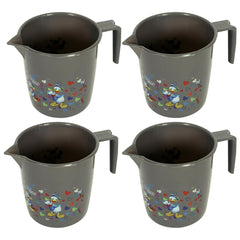 Heart Home Disney Team Bathroom Mug | Plastic Bath Mug for Bathroom | Mug for Bathroom | Mug for Toilet | Washroom Jug | 111 Bath Mug | 1 LTR | Pack of 4 | Gray
