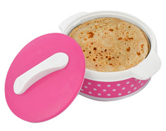 Heart Home Dot Printed Inner Steel Casserole with Lid, 1500ml- Pack of 2 (Pink)-HS42KUBMART25027