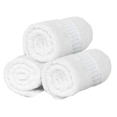 Kuber Industries Cotton Face Towel|Super Absorbent & Soft Material|Antibacterial Treatment, Pack of 3, White, 400 GSM