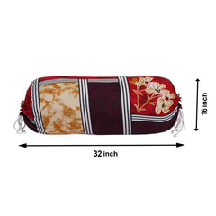 Kuber Industries Bolster Cover|Soft Cotton Bolster Cover Set|Diwan Round Bolster Pillow Covers|Luxurious Floral Print Roll Masand Cover|16x32 Inch|Pack of 2 (Multi)