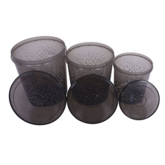 Kuber Industries Plastic Container|Container for Kitchen Storage Set|Air Tight Container|Tinted Printed 5 Litre,7 Litre,10 Litre Containers|Set of 3 (Grey)
