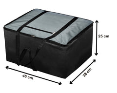 Kuber Industries Small Size Lightweight Foldable Rexine Jumbo Underbed Storage Bag with Zipper and Handle (Grey and Black)