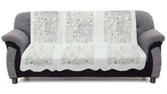 Kuber Industries Leaf Design Cotton 3 Seater Net Sofa Slip Cover, 70" x 29", Set of 2, White