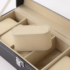 Kuber Industries 6 Slots Watch Organizer|Watch Storage Box For Men & Women|Secure Closer|Wrist Watch Display BoxBlack|