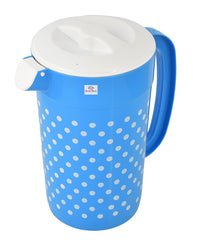 Heart Home Dot Printed Plastic Water & Juice Jug, Drinking Beverage Jug,with Lid for Daily Uses, 2.4 LTR (Blue)-HS42KUBMART25222
