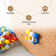 Kuber IndustriesSolid color Push Pins Tacks|Heavy-Duty Notice Board Pins|"50" (Multi)