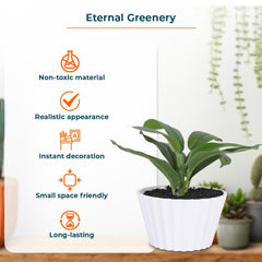 Kuber Industries Artificial Plants for Home Décor|Natural Looking Indoor Fake Plants with Pot|Artificial Flowers for Decoration (Green)