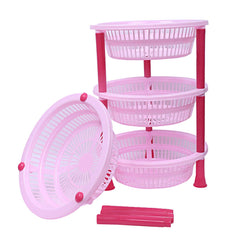 Kuber Industries Plastic 4 Layer Multi-Purpose Kitchen Storage Basket Rack (Pink)-Ctktc25202